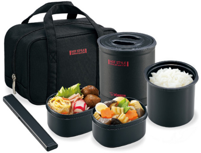 ZOJIRUSHI 象印 保溫午餐盒 筷子 + 收納袋組合 SZ-MB04, 1個, 黑色