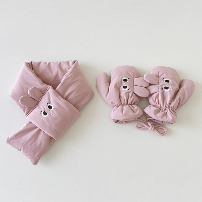 우주아이 아동용 쥬쥬 패딩 목도리 + 장갑 세트