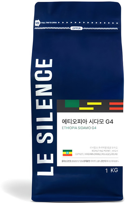 르시랑스 에티오피아 시다모 G4 원두 커피, 홀빈(분쇄안함), 1kg, 1개