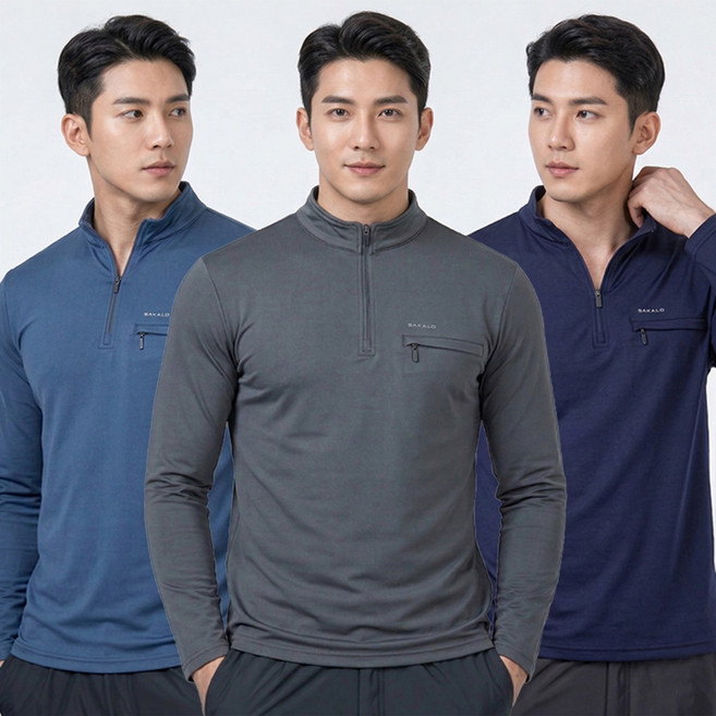 <스타일랑> (1+1+1) 남성 스판 등산복 긴팔 집업 티셔츠_가슴포켓 코어액션
