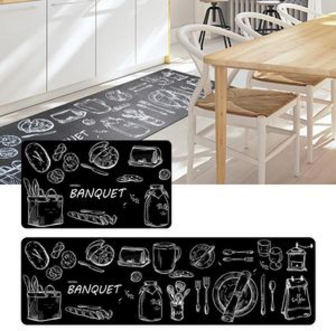 싱크대매트 발매트 주방 욕실 부엌 PVC 미끄럼방지 러그 발판 빨아쓰는 씽크대 북유럽, C. 블랙, 1개