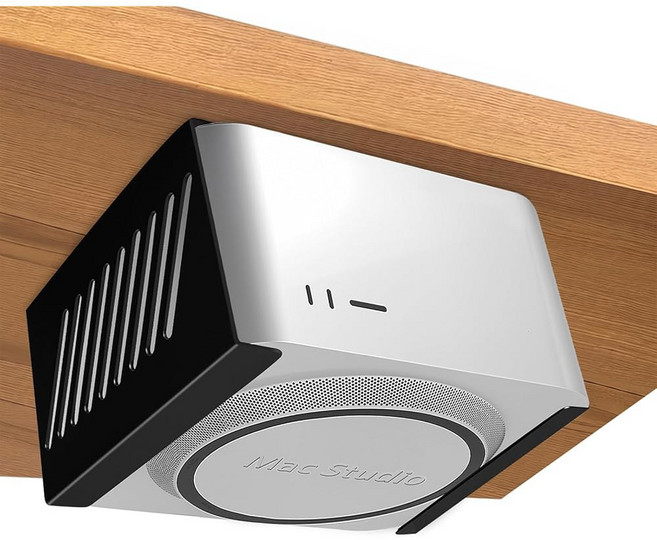 맥 스튜디오용 프리지아 언더 데스크 마운트 홀더 M4 M3 M2 M1/뉴 2025용 스탠드 브래킷(최대 및 울트라) 긁힘 방지 패드(블랙) 포함