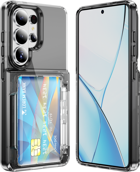 헤미션 갤럭시 S26 울트라 메탈 반자동 3장 카드 사진 대용량 수납 거치대 케이스