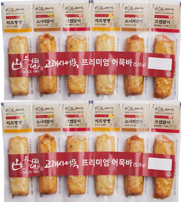 고래사 프리미엄 어묵바 6개입 520g, 2세트