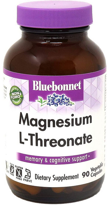Bluebonnet 블루보넷 Nutrition 마그네슘 L-Threonate 90 캡슐 30 회분, 90정, 1개