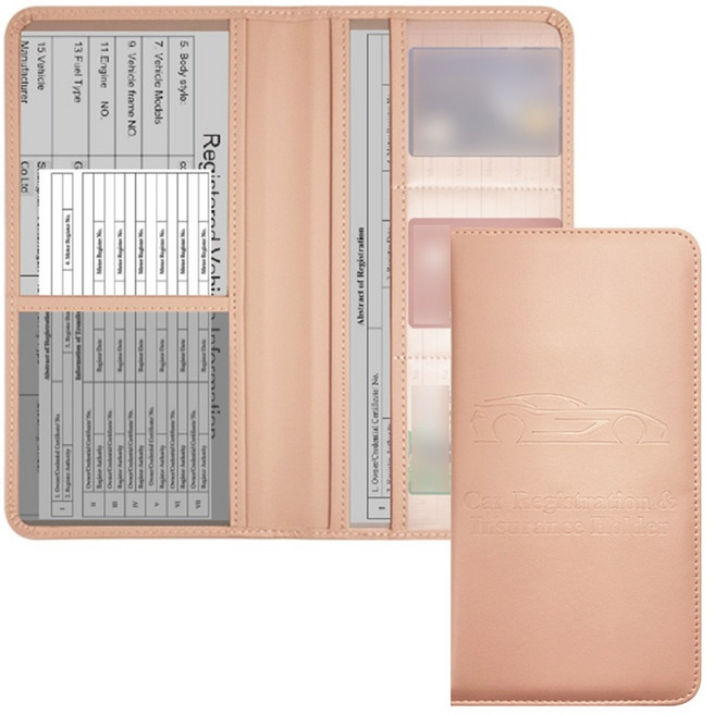자동차 문서 종이 폴더 가죽 차량 등록 정리함 5.15x9.56인치, 분홍색, 핑크색