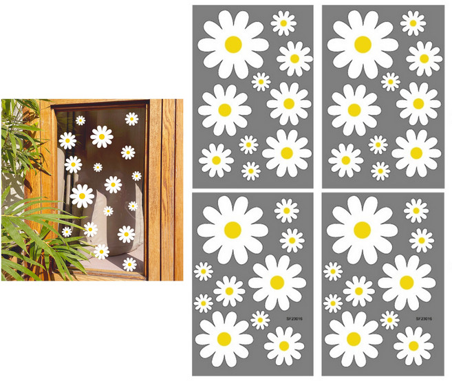 벽지 화장실 캐리어 DIY 꾸미기 대형 데이지 스티커 4매, 1개