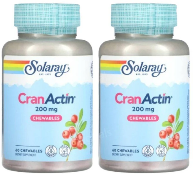 솔라레이 크랜베리 크렌베리 크랜액틴 200mg 60츄어블 2개 비타민C Cranberry, 60정 - 쿠팡