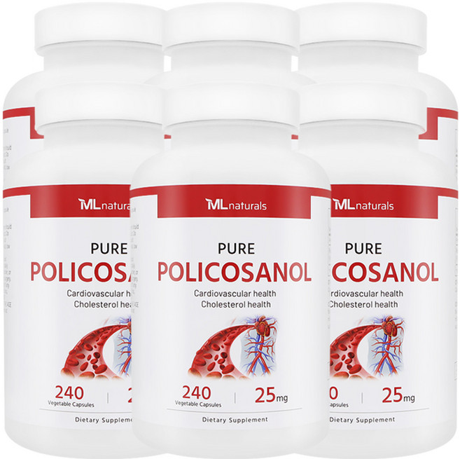 6병 마이라이프 내추럴스 폴리코사놀 25mg 240정 (총지방족 95%/옥타코사놀 61%) (48개월), 6개