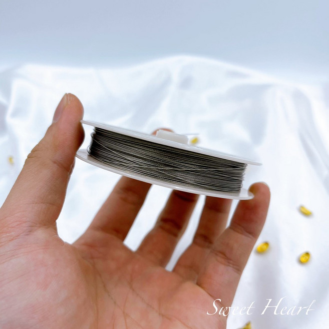 Sweet Heart 串珠線 鋼絲線 DIY手作, 1個, 銀色 一卷入,0.38mm 長50米, 銀色