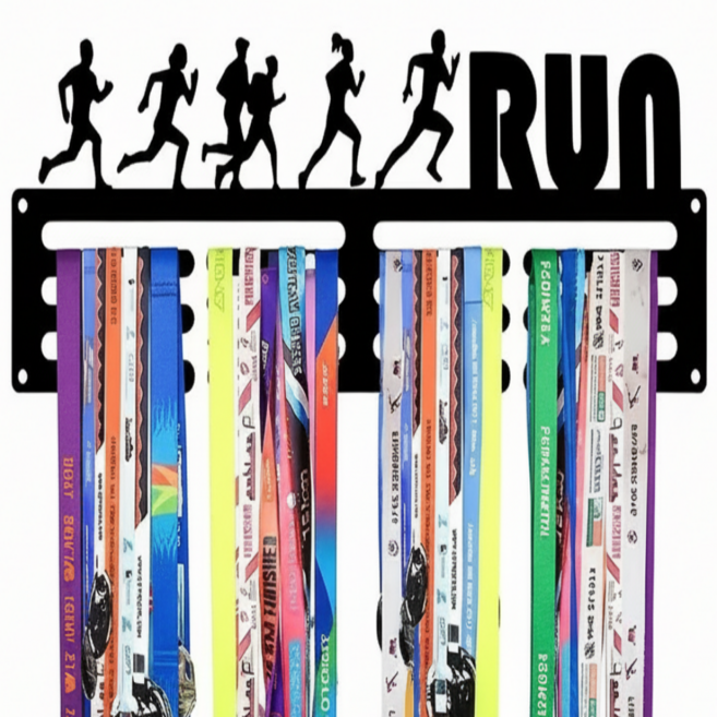 에이투원 스포츠 마라톤 메달 걸이 거치대, 1개, 블랙(RUN)