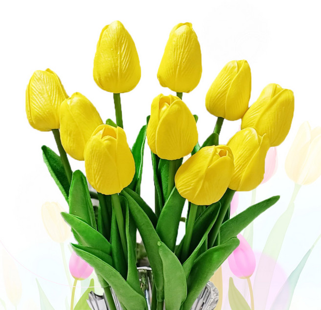 봄 인테리어 튤립 조화 노랑 12송이 환경꾸미기, 1개