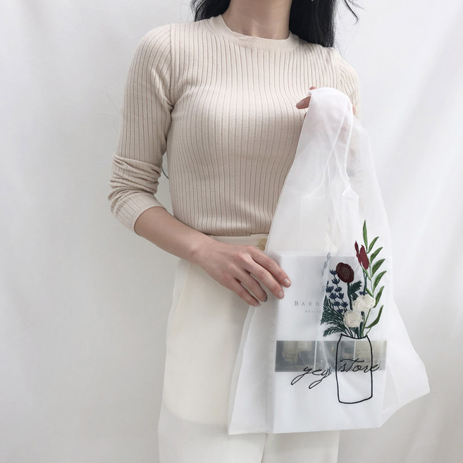 고앤비 플라워 나일론 캔버스 에코백 켄버스백 bg1019