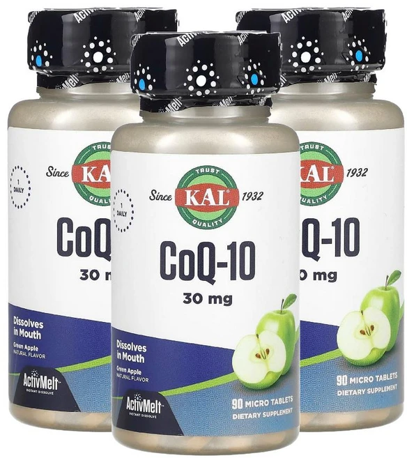 Kal 코큐텐 코엔자임Q10 그린애플 코앤자임큐텐 CoQ10 30mg 90정 3개 - 쿠팡