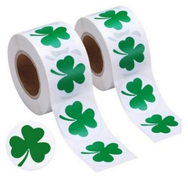 1+1 행운 클로버 롤스티커 대용량 1000매입, 1세트, 그린(S714) 500매+500매