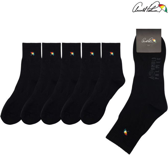 아놀드파마 남성 검정 양말 무지 중목 5켤레 세트 국내산 학생 겸용