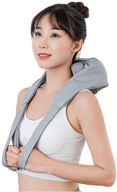 웨어러블 무선목어깨 마사지기 저소음 온열 마사지 기능 목디스크안마기, 연회색, N6