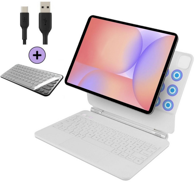 케이스나라 갤럭시탭 S10 Lite 라이트 호환 매직 블루투스 무선 키보드 케이스 보호 커버 SM-X400 X406N, 1개, 흰색