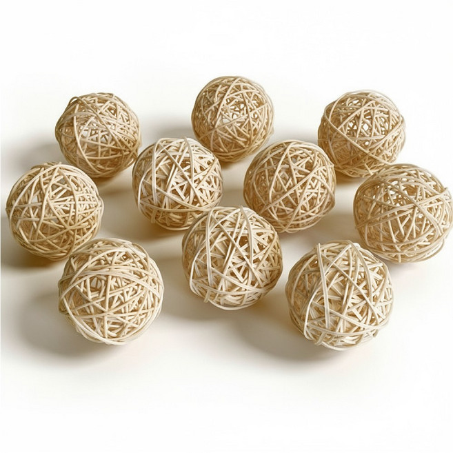 크리스마스 장식 라탄볼 홈인테리어 감성 소품 촬영 애완 노즈워크, 10개, 베이지5cm