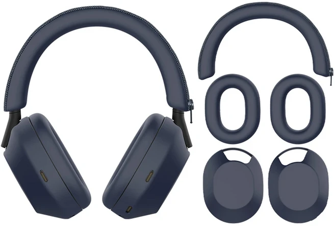 헤드폰 케이스 슬리브 실리콘 이어폰 보호대 소프트 소니 WH-1000XM5, 03 Dark Blue