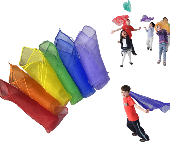 아이소파 무지개 스카프 100x100 6장 IS10 유아 저글링 오감 촉감 놀이 체육 교구