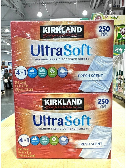 科克蘭 UltraSoft 烘衣柔軟去靜電紙 250張X2入 乾衣香氛, 1個, 超商取貨
