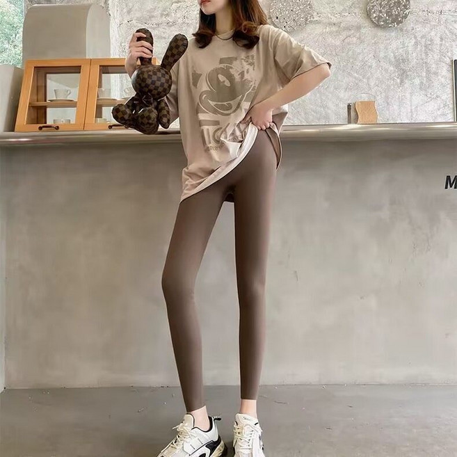 九分鯊魚褲 高腰收腹提臀 啞光彈力 打底褲 女外穿緊身薄款 瑜伽褲