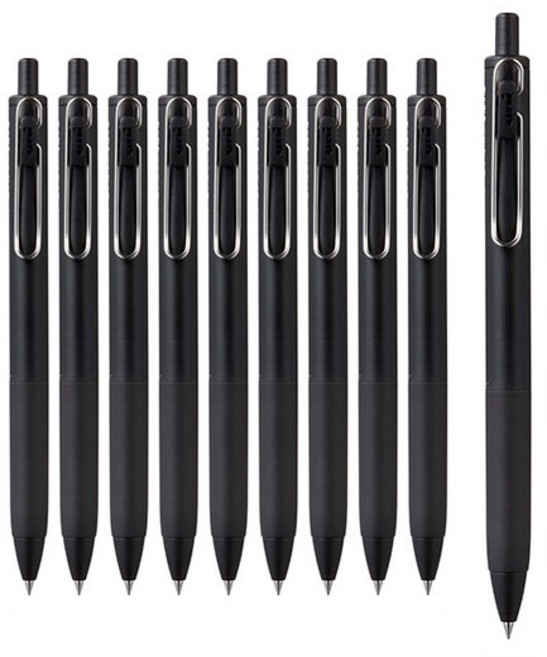 유니볼원 중성 잉크펜 0.38mm, 블랙배럴, 10개