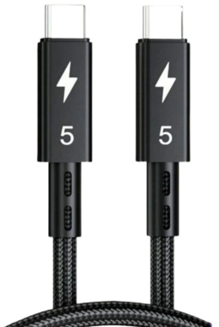 USB-C 傳輸線 Thunderbolt 5 240W 120Gbps, 黑色, 1個, 1m