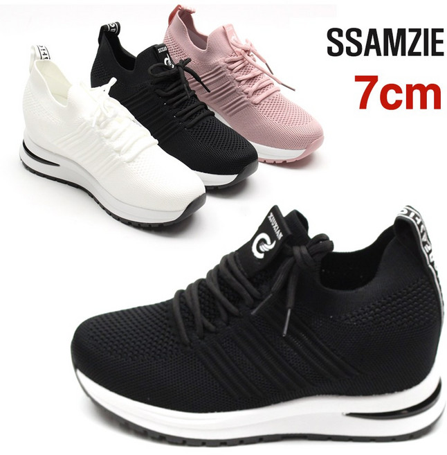 헬스맘 여성용 7cm 키높이 니트 슬립온 메쉬 운동화 SSM-01668