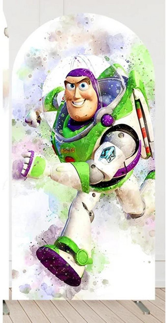 만화 우디 버즈 테마 생일 파티 벽 패널 수채화 배경 커버 배너 양면, 1개, 3. Arch Cover 3 / F. 122x21...