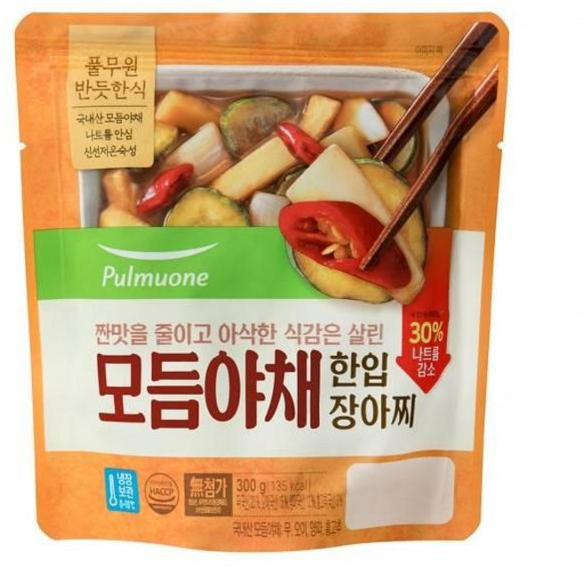 풀무원식품 [반듯한식]모듬야채 한입장아찌 300g, 6개