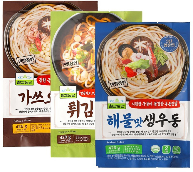 칠갑 면발장인 가쓰오 튀김 해물 우동3종 셋트 1개