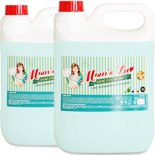 맘스럽 주방세제 4LX2개 대용량 저자극 라임향 과일야채세척 프리미엄 세제, 4L, 2개