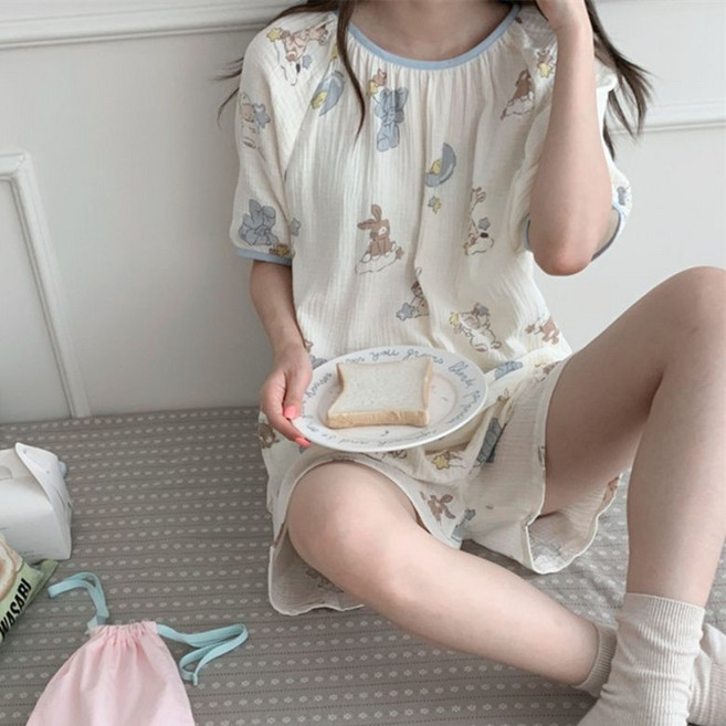 요루면 쿨썸머 반팔 상하세트 4621 여름잠옷 봄잠옷 시원한 소재