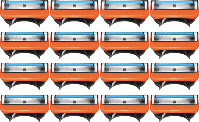 주황 5중 질레트 퓨전 호환 날카로운 면도날, 1세트, 16매입