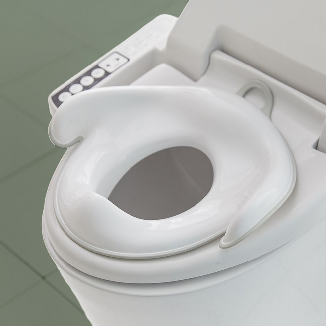 두리 펭귄 비데겸용 유아변기커버, 라이트 그레이