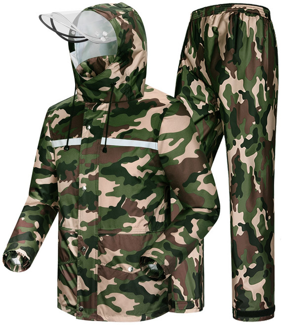 장마 배달 단체복 오토바이 상하의세트 우비 비옷, 카모플라주, 1세트