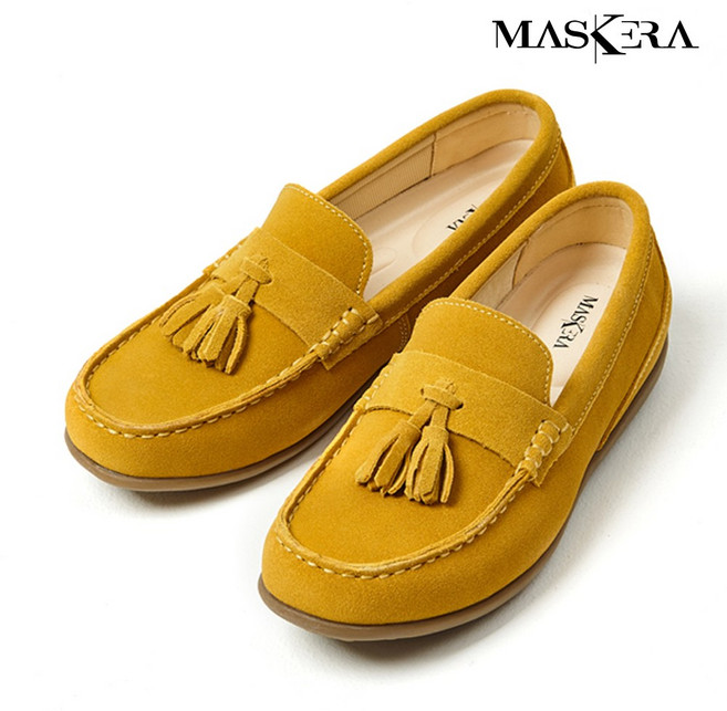 마스케라 여성 발편한 천연소가죽 테슬 스웨이드 로퍼 IL01