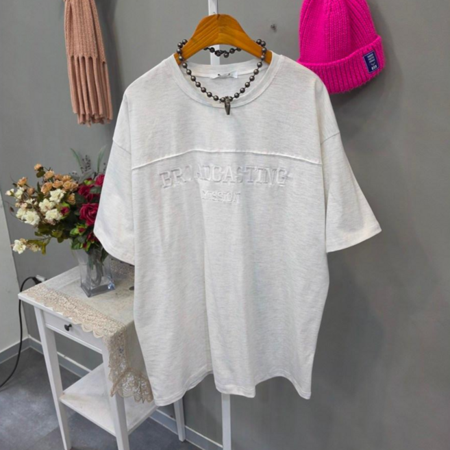 미션자수 절개 반팔티셔츠