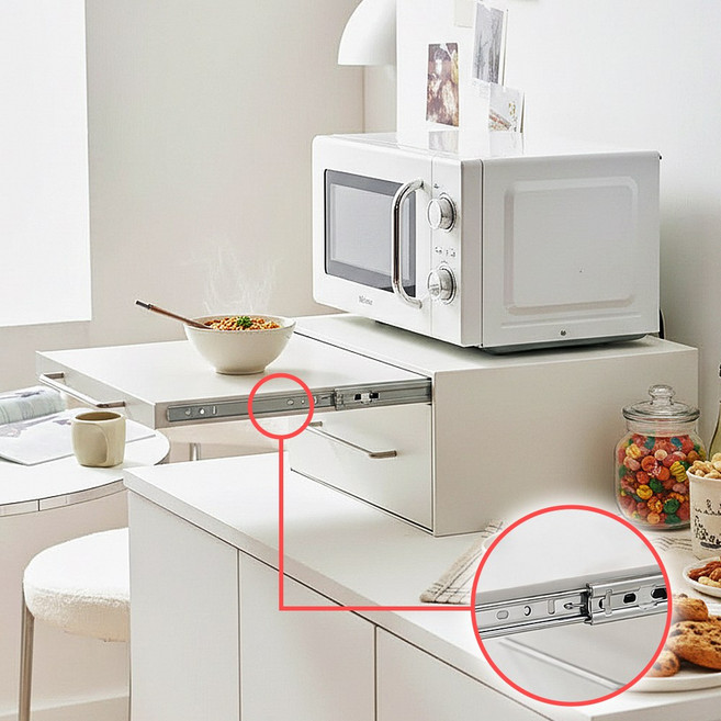 와이드 철제 슬라이드 선반형 수납함, 화이트, 2단