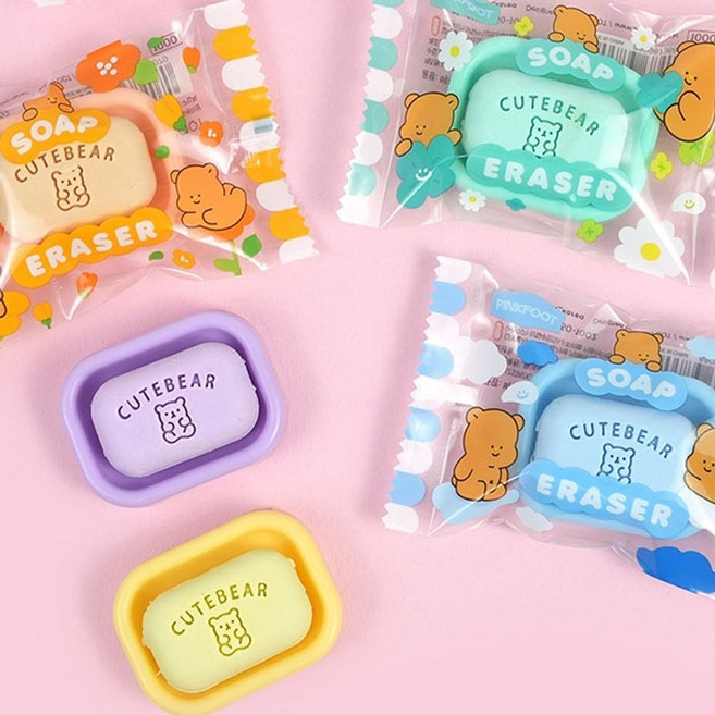핑크풋 지우개 학용품 사무용품 필기구 비누 지우개, 랜덤발송