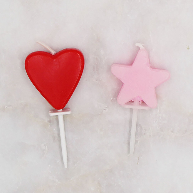 하트초 별초 1개 하트 별 모양초 파티초 pvc 개별포장