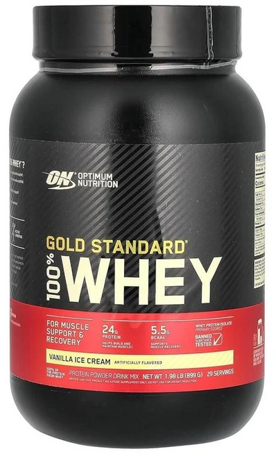 Optimum Nutrition Gold Standard 100% 유청 단백질 바닐라 아이스크림 80회 분량, 2파운드(1팩), 899g, 1 - 쿠팡