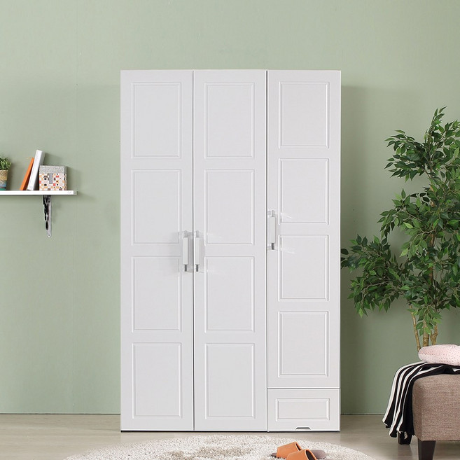 국내제작 직접배송 키높이 네모르 1216mm 양복장 서랍틈새장 장롱, 화이트