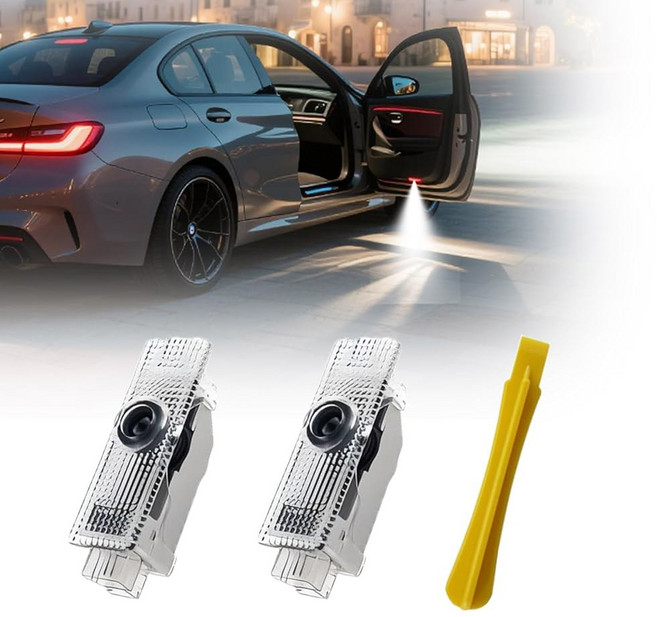 레나 4pcs 카 도어 라이트 로고 프로젝터 업그레이드 HD LED 웰컴 1/3/4/5/6/7/x1/x3/x4/x5/x6/x7/M/328i/530i/528i/e92 듀얼 플러, 2pcs, 50th