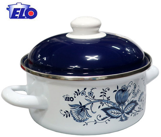 ELO 법랑냄비 쯔비벨무스터 인덕션 양수 라면 냄비, 14cm, 화이트블루, 1개, 14cm