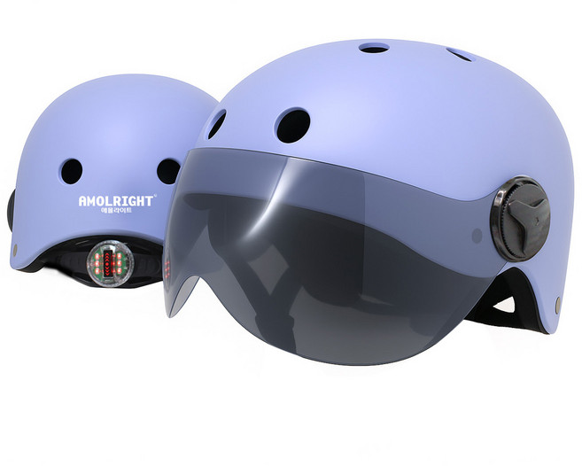 애몰라이트 고글 전기자전거 헬멧 AMH 02 G 전동 킥보드헬멧 자전거 헬멧 후미등, 파스텔 블루, 1개