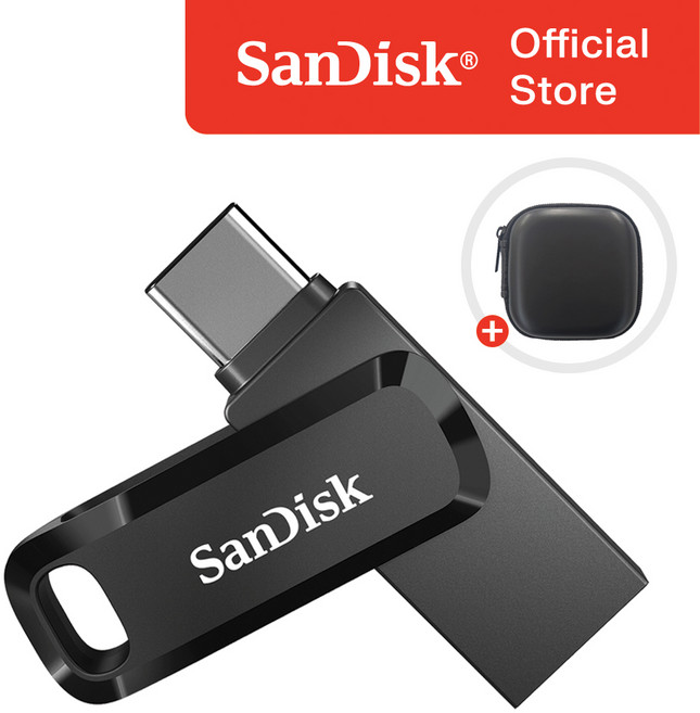 샌디스크 울트라 듀얼 고 C타입 USB 3.1 SDDDC3 블랙 + 보관 케이스 패키지, 128GB