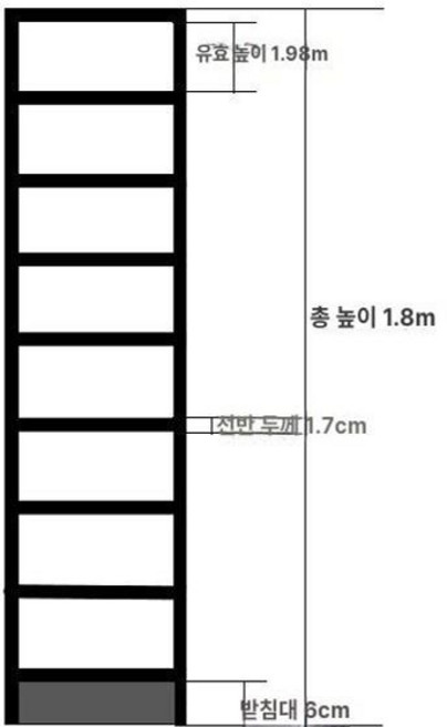 만화책 책장 DVD 수납 책꽂이 서재 진열장 북타워, 180x40x20cm 8단 A